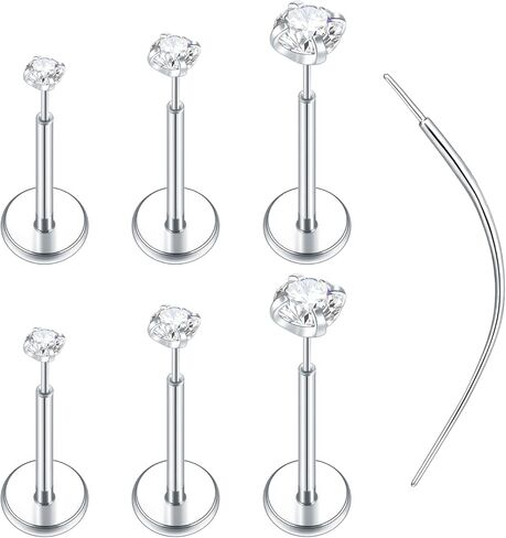 Xpircn 20G 18G 16G Threadless Push in Labret Lip Monroe Ring Nose Medusa Tragus Helix Cartilage Earrings Stud Piercing Jewelry for Women Men in Kuwait