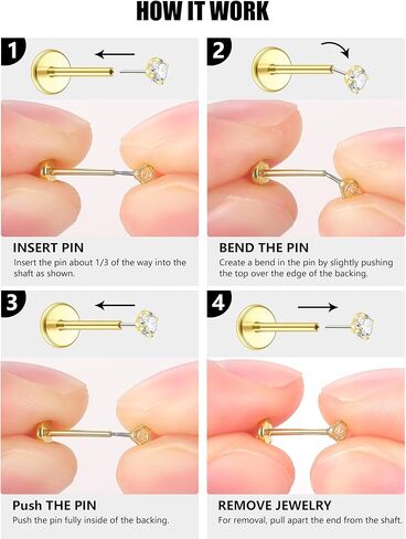 Xpircn 20G 18G 16G Threadless Push in Labret Lip Monroe Ring Nose Medusa Tragus Helix Cartilage Earrings Stud Piercing Jewelry for Women Men in Kuwait