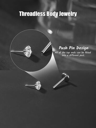 Xpircn 20G 18G 16G Threadless Push in Labret Lip Monroe Ring Nose Medusa Tragus Helix Cartilage Earrings Stud Piercing Jewelry for Women Men in Kuwait