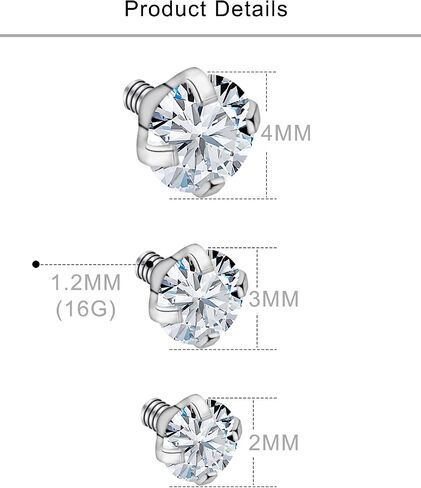 Lcolyoli 16G Replacement Balls for Tragus Labret Medusa Piercing Jewelry Internally Threaded Stainless Steel Conch Piercing Jewelry Monroe Lip Rings Different Size Cartilage Nail Helix Earring Stud in Saudi Arabia