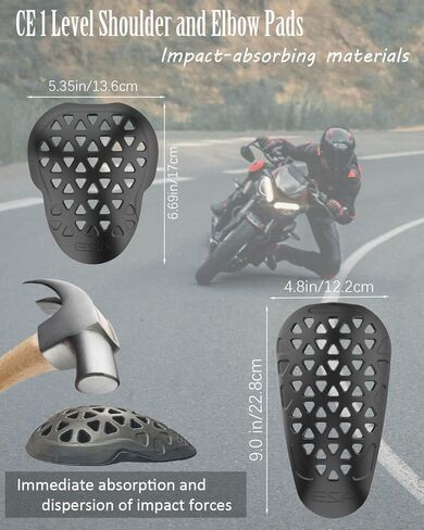 Motorcycle CE 1 Level Shoulder Elbow Back Certified Protector, Motocross Armor Pads , Anti Impact Inserts for Dirt Bike Jacket, Ski Suit. in Kuwait