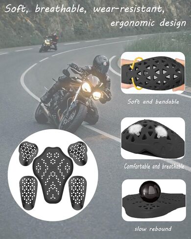 Motorcycle CE 1 Level Shoulder Elbow Back Certified Protector, Motocross Armor Pads , Anti Impact Inserts for Dirt Bike Jacket, Ski Suit. in Kuwait