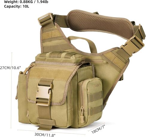 Tactical Messenger Bag Military Army Molle Shoulder Cross Body Edc Satchel Crossbody Side Pack for Men Women 10L in Kuwait