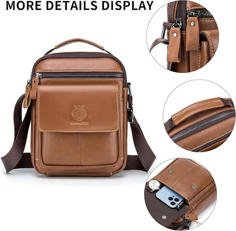 Men's Small Leather Shoulder Crossbody Messenger Bag, Man Purse Handbags for Men in Kuwait