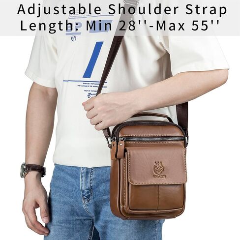 Men's Small Leather Shoulder Crossbody Messenger Bag, Man Purse Handbags for Men in Kuwait