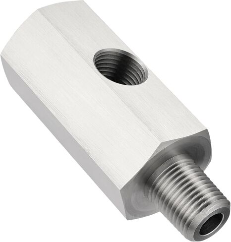 EVIL ENERGY 1/4 NPT Oil Pressure Sensor Tee Adapter, Stainless Steel 1/4 NPT Female to Male Threaded Adapter Oil Pressure Adapter with 1/8 NPT Female Port, Sliver in Kuwait