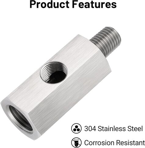 EVIL ENERGY 1/4 NPT Oil Pressure Sensor Tee Adapter, Stainless Steel 1/4 NPT Female to Male Threaded Adapter Oil Pressure Adapter with 1/8 NPT Female Port, Sliver in Kuwait