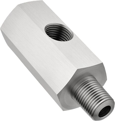 EVIL ENERGY 1/4 NPT Oil Pressure Sensor Tee Adapter, Stainless Steel 1/4 NPT Female to Male Threaded Adapter Oil Pressure Adapter with 1/8 NPT Female Port, Sliver in Kuwait