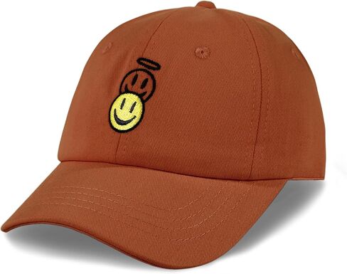 Sonmony Kids Smiley Face Cotton Baseball Cap for Girls Boy قابل للتعديل اللطيف المطرز الأصفر والملاك القبعات الصغار in Kuwait