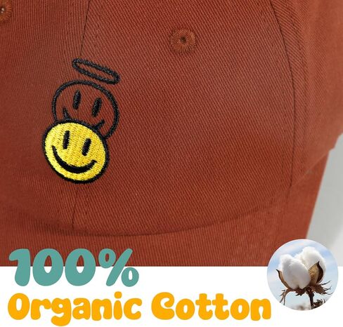Sonmony Kids Smiley Face Cotton Baseball Cap for Girls Boy قابل للتعديل اللطيف المطرز الأصفر والملاك القبعات الصغار in Kuwait