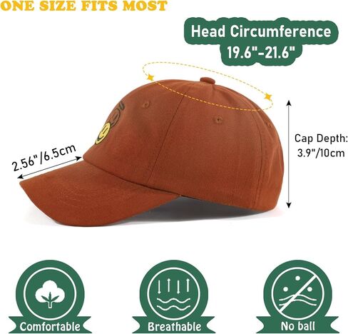 Sonmony Kids Smiley Face Cotton Baseball Cap for Girls Boy قابل للتعديل اللطيف المطرز الأصفر والملاك القبعات الصغار in Kuwait