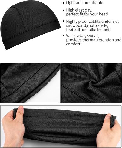 SATINIOR 9 Pcs Skull Caps Helmet Liner Cooling Sweat Wicking Beanie Cycling Running Skull Caps for Men Women in Saudi Arabia