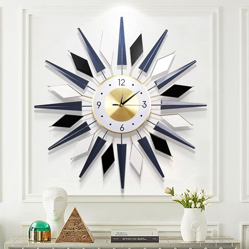 Large Metal Decorative Wall Clocks Silent Non-Ticking,3D Modern Art Clock Home Decorative Big Wall Clocks for Living Room Bedroom Dining Room Decor,Dia 23.6 inch in Saudi Arabia