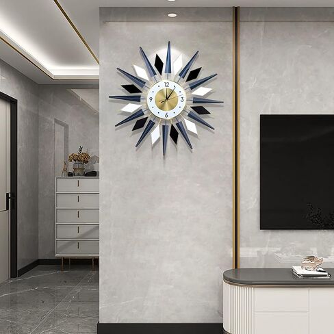 Large Metal Decorative Wall Clocks Silent Non-Ticking,3D Modern Art Clock Home Decorative Big Wall Clocks for Living Room Bedroom Dining Room Decor,Dia 23.6 inch in Saudi Arabia