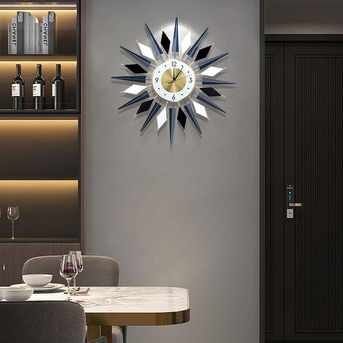 Large Metal Decorative Wall Clocks Silent Non-Ticking,3D Modern Art Clock Home Decorative Big Wall Clocks for Living Room Bedroom Dining Room Decor,Dia 23.6 inch in Saudi Arabia