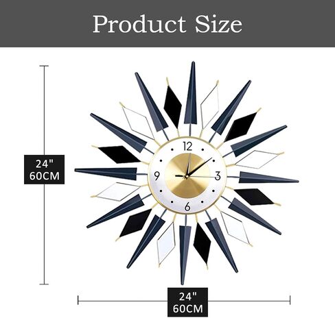 Large Metal Decorative Wall Clocks Silent Non-Ticking,3D Modern Art Clock Home Decorative Big Wall Clocks for Living Room Bedroom Dining Room Decor,Dia 23.6 inch in Saudi Arabia