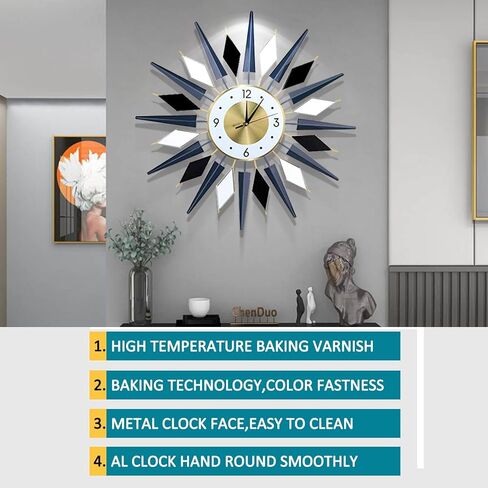 Large Metal Decorative Wall Clocks Silent Non-Ticking,3D Modern Art Clock Home Decorative Big Wall Clocks for Living Room Bedroom Dining Room Decor,Dia 23.6 inch in Saudi Arabia