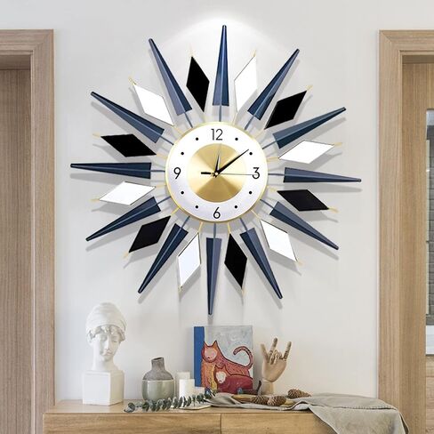 Large Metal Decorative Wall Clocks Silent Non-Ticking,3D Modern Art Clock Home Decorative Big Wall Clocks for Living Room Bedroom Dining Room Decor,Dia 23.6 inch in Saudi Arabia