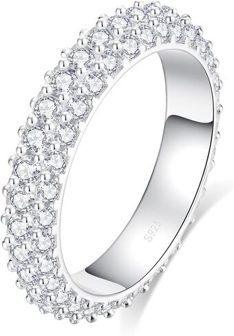 Moissanite Eternity Ring for Women D Color VVS1 Clarity Wedding Ring S925 Sterling Silver 18K White Gold Plated Genuine Moissanite Promise Wedding Band in Kuwait