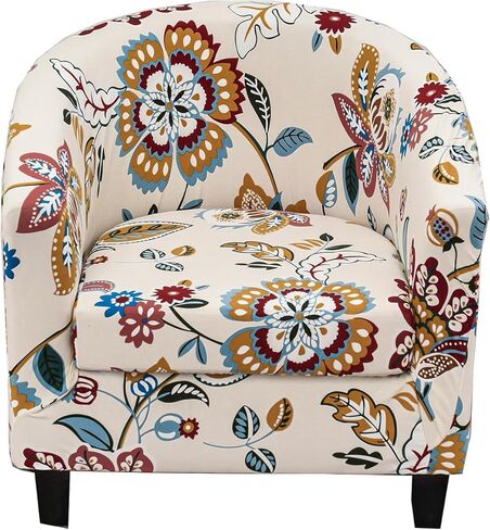 CRFATOP 2 Piece Club Chair Slipcover Stretch Barrel Chair Covers Printed Tub Chair Slipcovers Soft Armchair Sofa Cover Removable Couch Furniture Protector Arm Chair Cover for Living Room,D29 in Kuwait