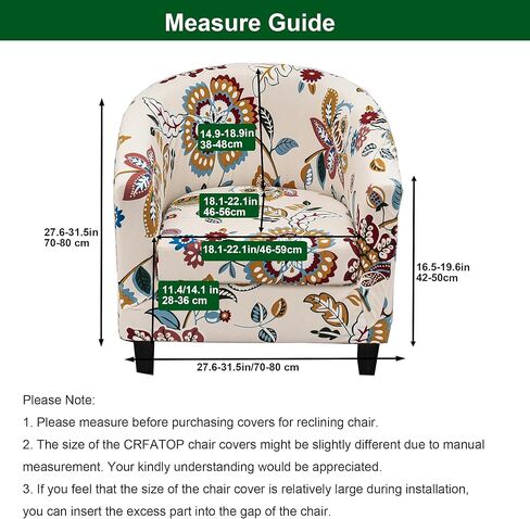 CRFATOP 2 Piece Club Chair Slipcover Stretch Barrel Chair Covers Printed Tub Chair Slipcovers Soft Armchair Sofa Cover Removable Couch Furniture Protector Arm Chair Cover for Living Room,D29 in Kuwait