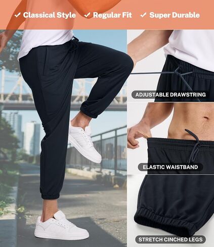BAMBOO COOL Mens Sweatpants Lightweight Athletic Pants for Workout Jogging Running Gym Dry Loose-fit Tapered Joggers in Kuwait