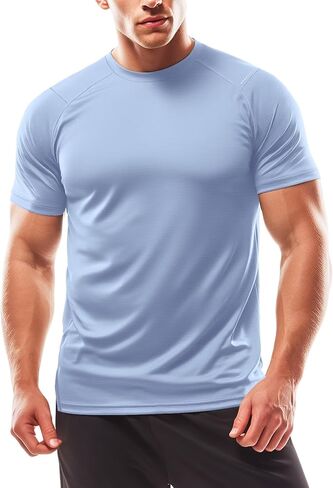 Zengjo Mens Workout Shirts Quick Dry Short Sleeve Athletic Tee Moisture Wicking Top for Running Gym Fitness Training in Saudi Arabia