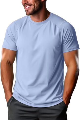 Zengjo Mens Workout Shirts Quick Dry Short Sleeve Athletic Tee Moisture Wicking Top for Running Gym Fitness Training in Saudi Arabia