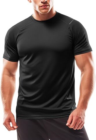 Zengjo Mens Workout Shirts Quick Dry Short Sleeve Athletic Tee Moisture Wicking Top for Running Gym Fitness Training in Saudi Arabia