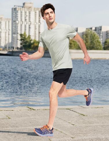 Mier Mens Dry Fit Therts Thirts Athletic Running Tshirt Shirt Short Lighty Gym Gym Sport Shirt ، Crew Neck in Saudi Arabia