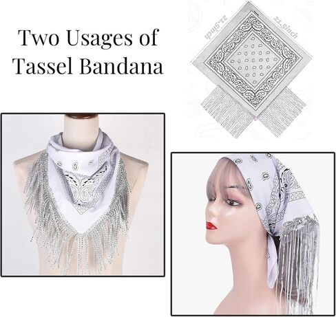 Fringe Rhinestone Bandana Disco Cowgirl Bachelorette Sparkly Bandanas for Women Men Halloween, with Heart Sunglasses in Kuwait
