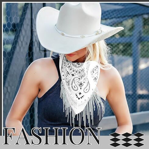 Fringe Rhinestone Bandana Disco Cowgirl Bachelorette Sparkly Bandanas for Women Men Halloween, with Heart Sunglasses in Kuwait