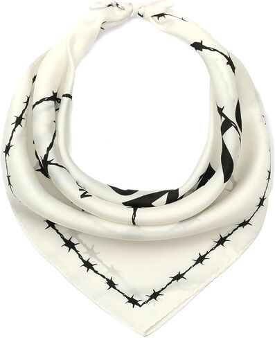 Womens Barb Bandana Bandana ، وشاح رأس الحرير مع تصميم Barbwire ، ونسيج خفيف الوزن in Kuwait