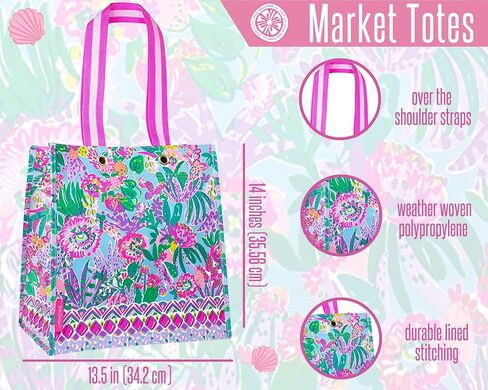 Lilly Pulitzer Market Shopper Bag, Reusable Grocery Tote, Shoulder Bag for Produce or Travel in Saudi Arabia