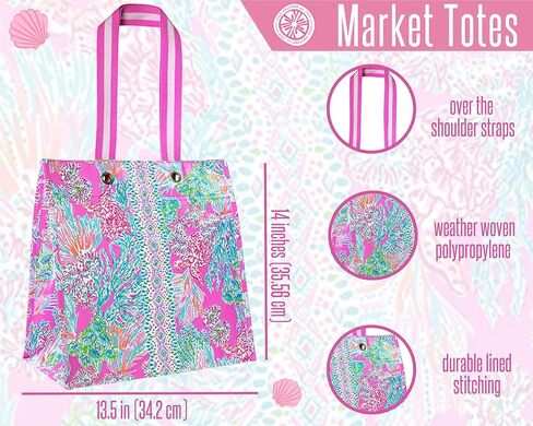 Lilly Pulitzer Market Shopper Bag, Reusable Grocery Tote, Shoulder Bag for Produce or Travel in Saudi Arabia