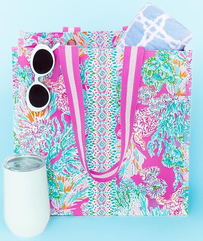 Lilly Pulitzer Market Shopper Bag, Reusable Grocery Tote, Shoulder Bag for Produce or Travel in Saudi Arabia