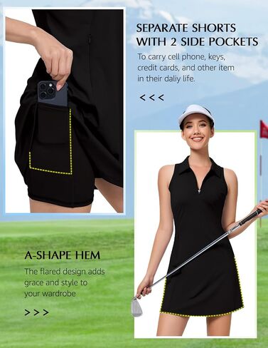 Soneven Tennis Dress for Women Floral Ruffle Sleeve Golf Dresses with Shorts and Pockets 1/4 Zip Golf Outfits in Saudi Arabia