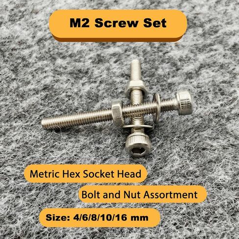 1160 pcs M3/M4/M5/M6 Metric Hex Head Socket Cap Bolt & Nut Assortment, 304 Stainless Steel Machine Screws with Flat & Lock Washers,Length 6 to 35 mm in Saudi Arabia
