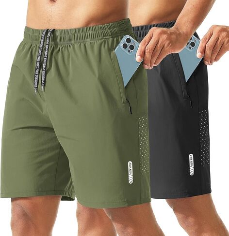 2 حزمة شورتات رياضية للرجال 7 بوصة inseam خفيفة الوزن الجافة الجافة شورتات للرجال شورت تجريب الصالة الرياضية in Saudi Arabia