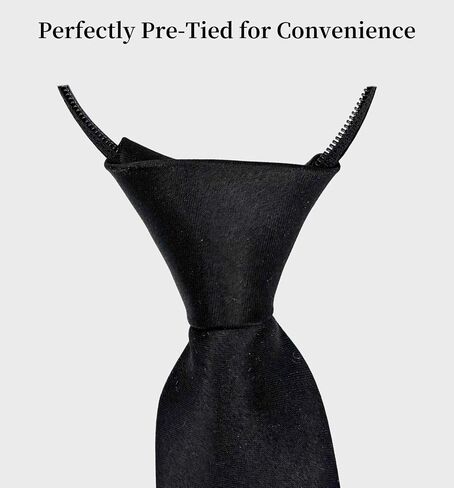 MDSTYLE Pre-Tied Necktie for Men - Solid Color Neck Tie with Adjustable Zipper - Wedding Business Formal Clip on Ties in Kuwait