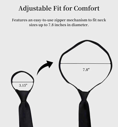 MDSTYLE Pre-Tied Necktie for Men - Solid Color Neck Tie with Adjustable Zipper - Wedding Business Formal Clip on Ties in Kuwait