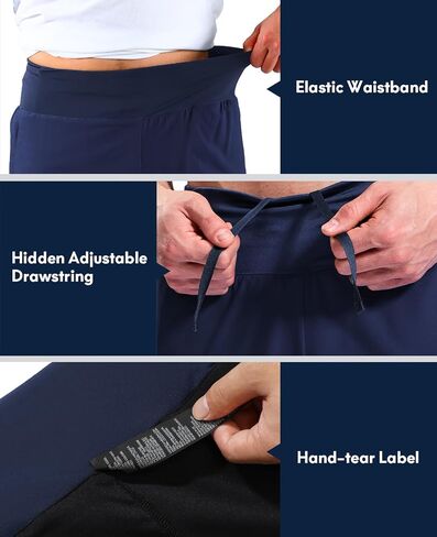 Haimont Men's 2 in 1 Running Shorts with Zipper Pockets Quick Dry Athletic Gym Workout Shorts with Liner in Kuwait
