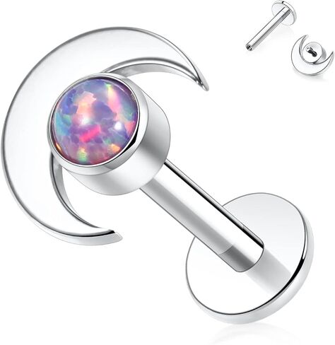 Gagabody Labret Studs16g G23 Titanium Monroe Jewelry Silver Lip Percing Jewelry Opal داخليًا Labret Helix Cartilage Tragus Buring in Saudi Arabia