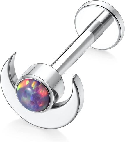 Gagabody Labret Studs16g G23 Titanium Monroe Jewelry Silver Lip Percing Jewelry Opal داخليًا Labret Helix Cartilage Tragus Buring in Saudi Arabia