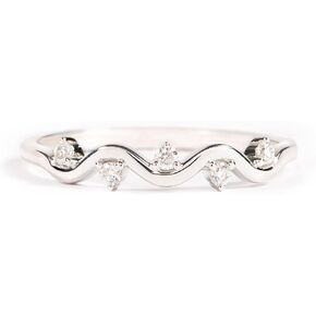 STORYJEWELLERY Wave Ring, Sterling Silver Pinky Ring for Women, Dainty Stackable Silver Rings for Women, Womens Gifts