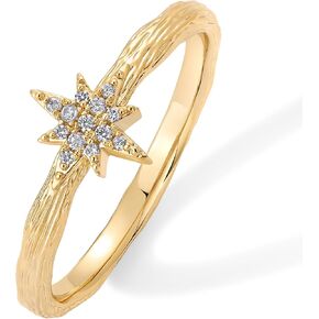 PAVOI 14K Gold Plated Pearl Hammered Ring for Women | Dainty Elegant Stackable Cubic Zirconia Thin Band for Women