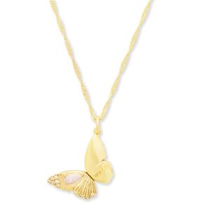 Wanderlust + Co Butterfly Opal Gold Locklet Necklace 14k Gold Gold Plated Jewelry Safe-Safe-Safe