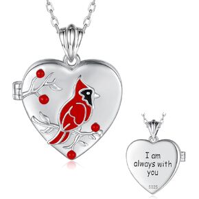 Manbu Sterling Silver Cardinal Jewelry for Women - Red Bird Stud أقراط قلادة قلادة قلادة قلادة دائمًا في هدية المجوهرات التذكارية في قلبي