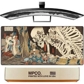 MPCO UKIYO- E Severon Sevicer بواسطة Utagawa Kuniyoshi Glase Gaming WFH Mousepad Full (Skele ، Aeroglyde Fabric (كبير (36 "× 17"))