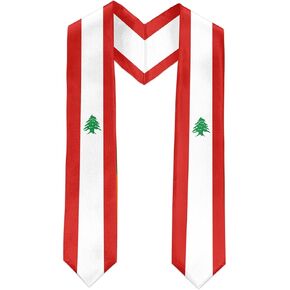 Lebanon Flag International Graduate Satin Stole Scarf with National Flag Design 72" Graduation Sash